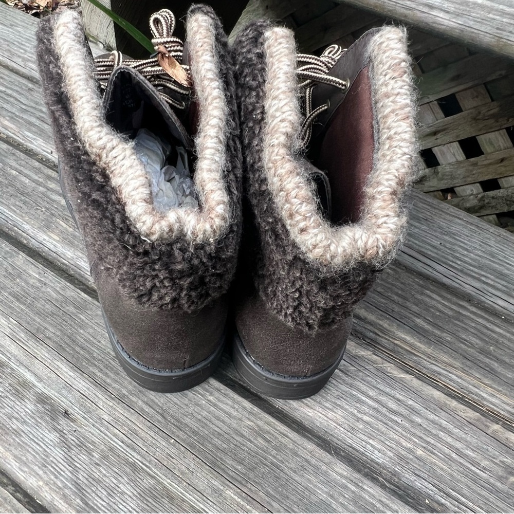 Cliffs Brown Fur top Lace-Up ankle boots Boots - Picture 3 of 11